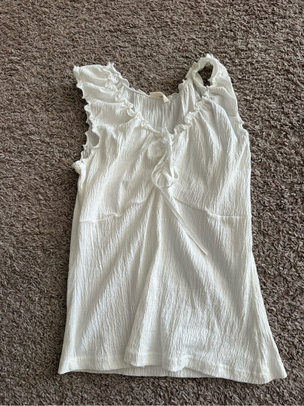 Brandy Melville White Ruffled Tie-Front Tank